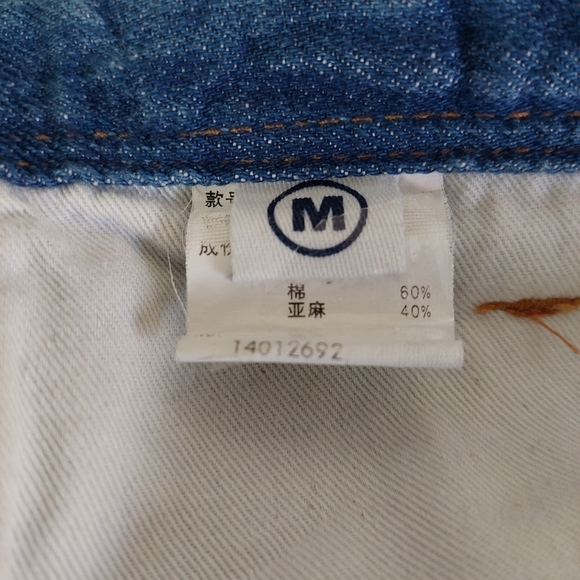 Cube Sugar Japanese Blue‎ Denim Linen Blend Size M Paint Drop Art - Picture 3 of 11